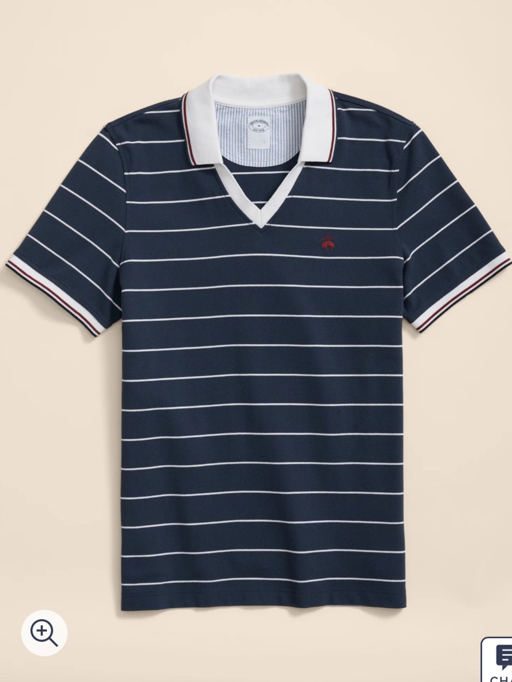 BROOKS BROTHERS Supima Cotton Johnny Collar Soccer
Stripe Polo Shirt Size Large